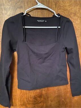 Abercrombie & Fitch Black Long Sleeve Square Neck Top